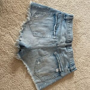 Hollister Light Blue Frayed Jean Shorts